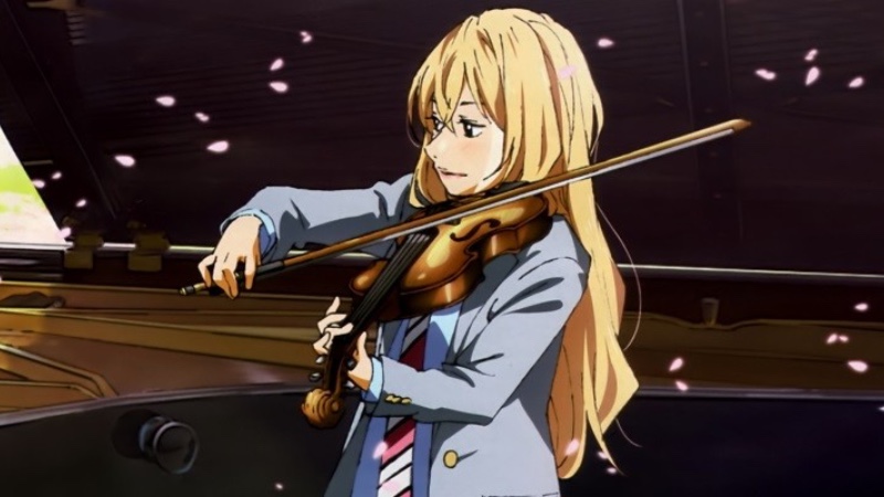 Your Lie in April, drama romântico musical com piano e violino