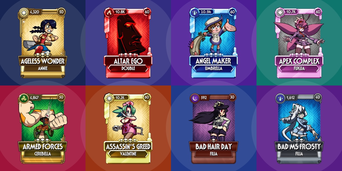 Skullgirls Mobile: Variantes DLE - Adivinhe a variante secreta · Pistas, atributos e aquele chute certeiro