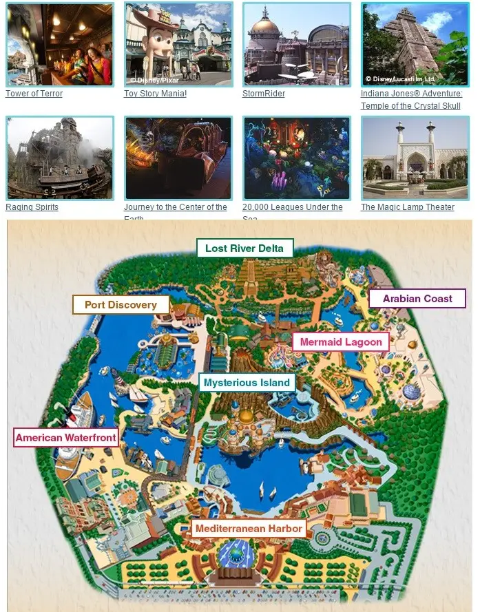 Mapa do DisneySea usado para ilustrar o lado temático e viajante da franquia Kingdom Hearts