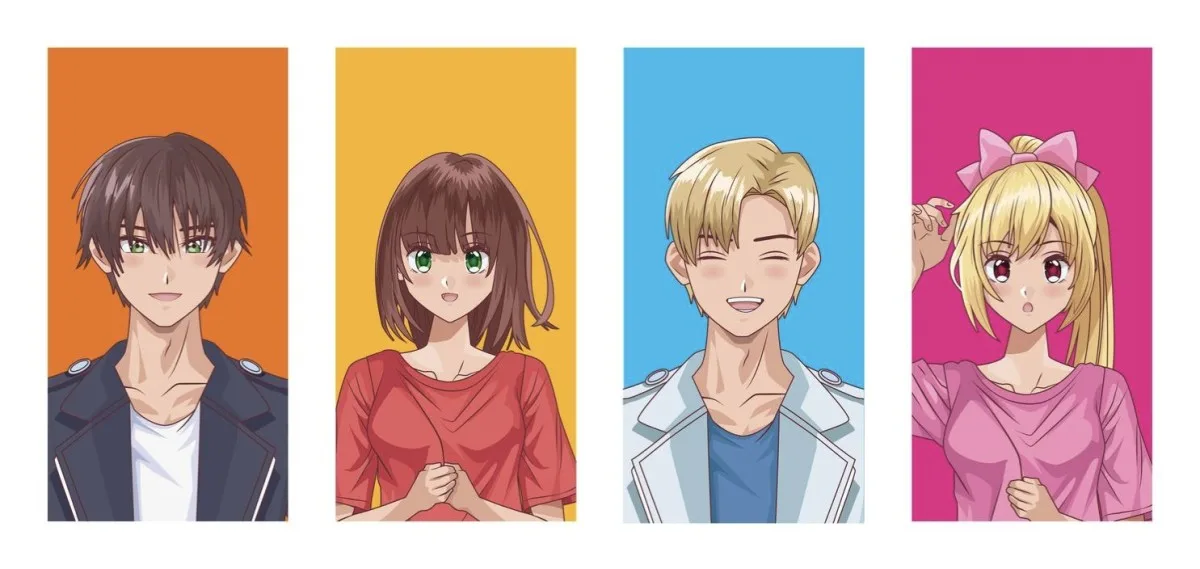Personagens de webtoon em estilo anime Personagens em estilo anime que lembram elenco de webtoon