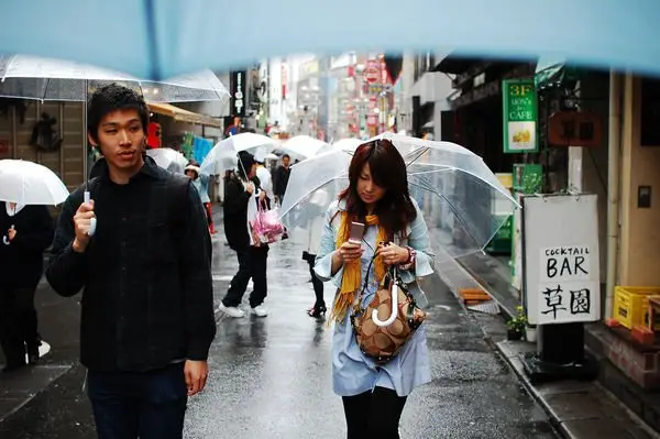 Lluvia y clima en una calle japonesa