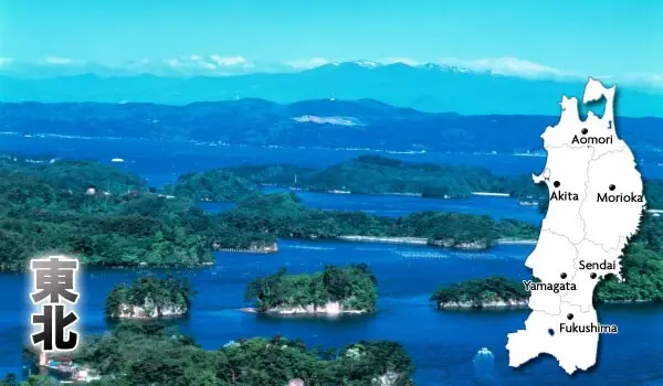 Karte Japans und seiner 8 Regionen