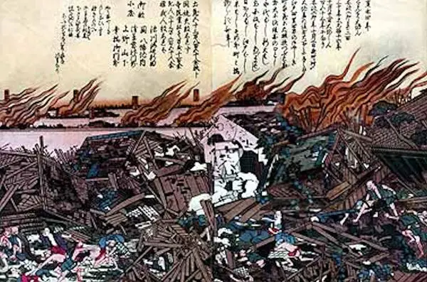 Das Ansei-Edo-Erdbeben Brände nach dem Ansei-Edo-Erdbeben