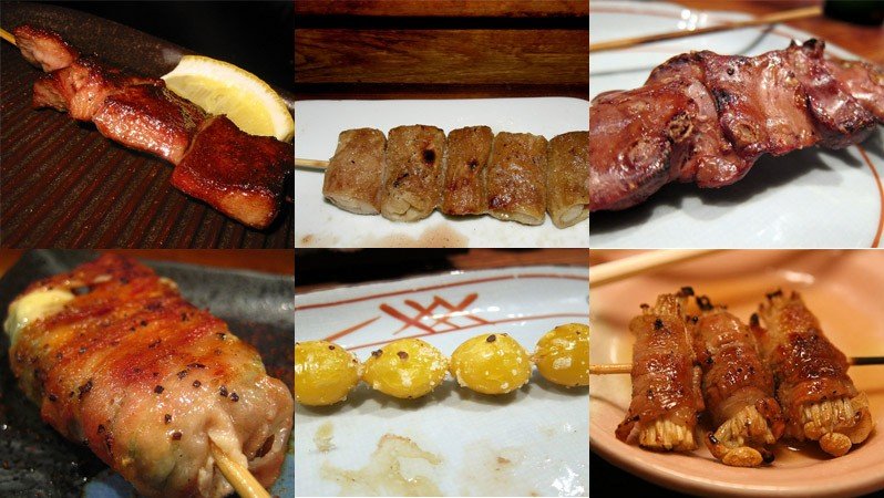 Espetinhos de yakitori grelhados