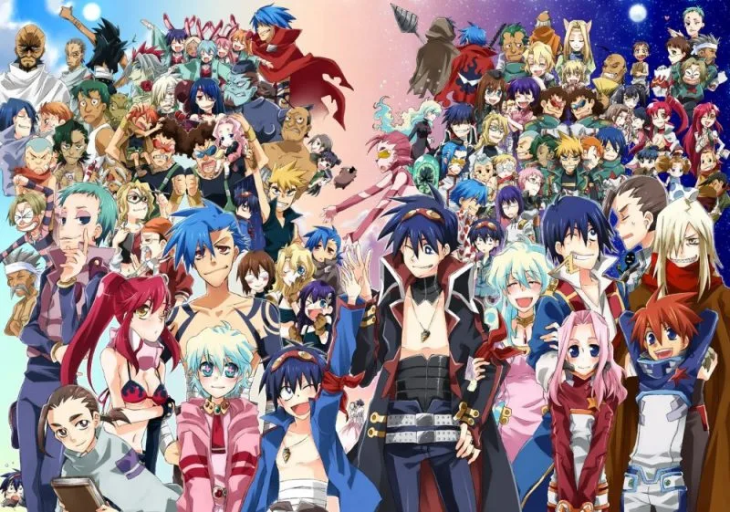 Colagem com vários animes representando palavras e expressões comuns do universo otaku