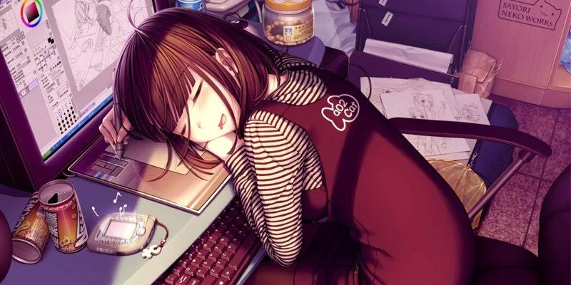 Ilustração de personagem de anime representando identificação com o hobby