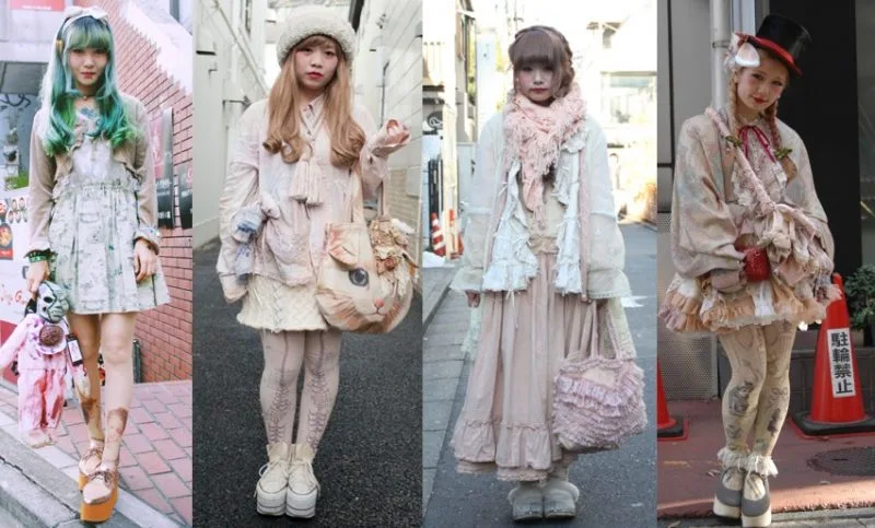Moda de rua japonesa em Harajuku Moda de rua em Harajuku com roupas coloridas e acessórios japoneses