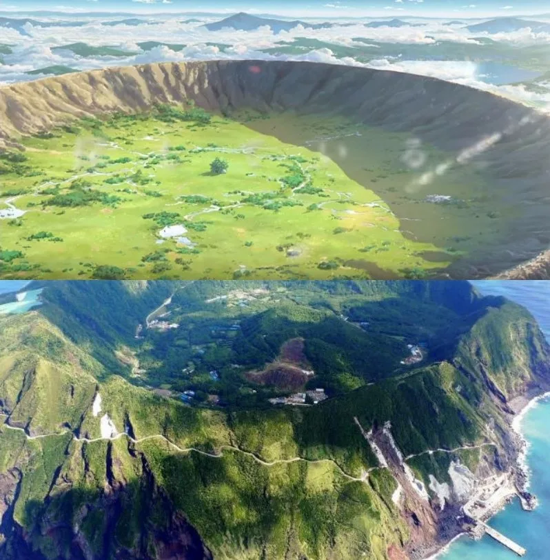 Île d'Aogashima, île volcanique qui a inspiré le village d'Itomori dans Kimi no na wa