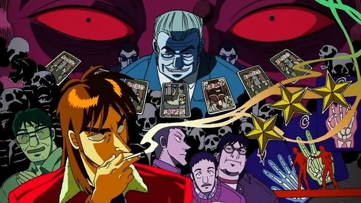 Kaiji Kaiji em cena tensa de jogo de azar