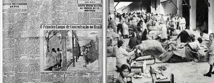 Imigração japonesa e repressão no Brasil Jornal em japonês representando a memória da imigração e das restrições históricas