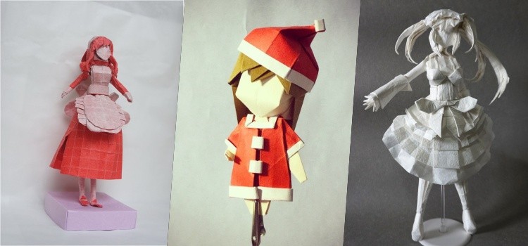 Origami chibi anime Origami chibi dan karakter berwarna cerah