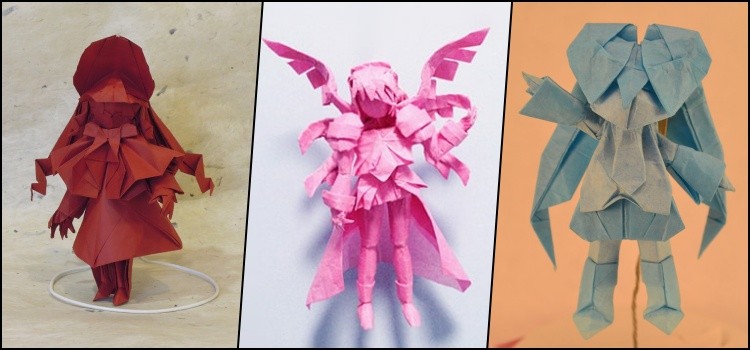 Origami karakter anime Origami karakter anime dengan detail rambut dan wajah