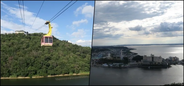 Kanzanji Ropeway com vista para o lago Hamanako Teleférico Kanzanji Ropeway com vista para o lago Hamanako em Hamamatsu