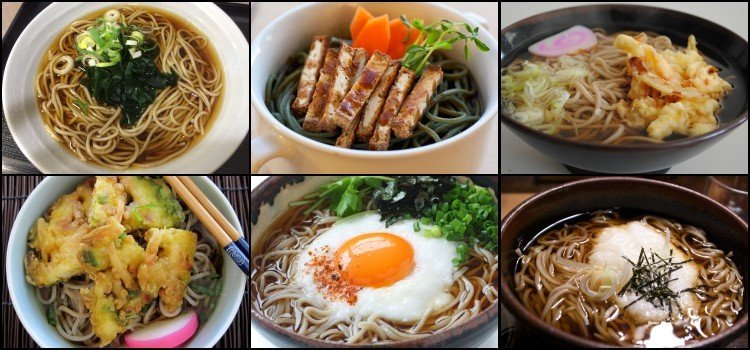 Macarrão soba servido no Japão