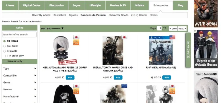 Compras de produtos otaku pela Play-Asia Caixas e produtos comprados em loja asiática online