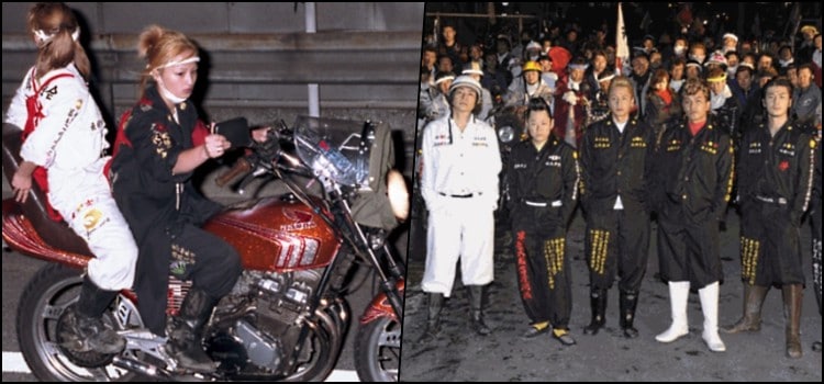 Modifikasi motor bosozoku Detail motor bosozoku dengan stang shibori, knalpot, dan cat mencolok