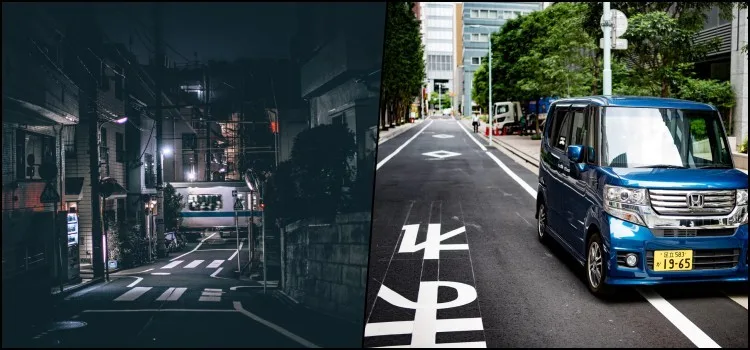 조용한 일본 거리 밤의 조용한 일본 거리