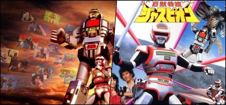 Un classico del tokusatsu Scena tratta da una serie tokusatsu classica con protagonista in costume in posa di combattimento