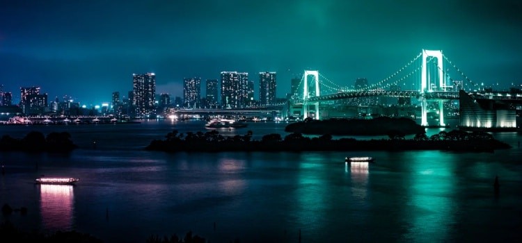 Buildings and a street in Minato, Tokyo