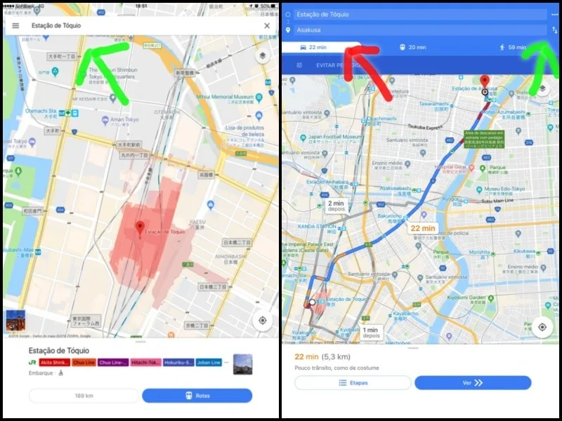 Como traçar seu destino no Japão com Google Maps Como traçar seu destino no Japão com Google Maps