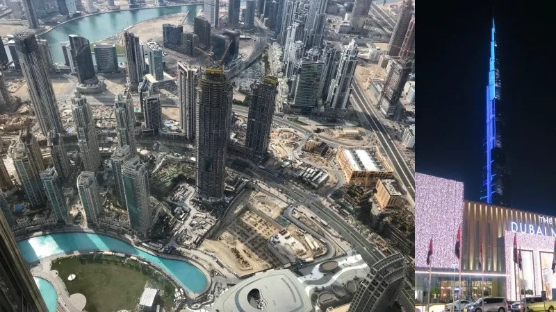 Burj Khalifa em Dubai visto durante viagem de stopover