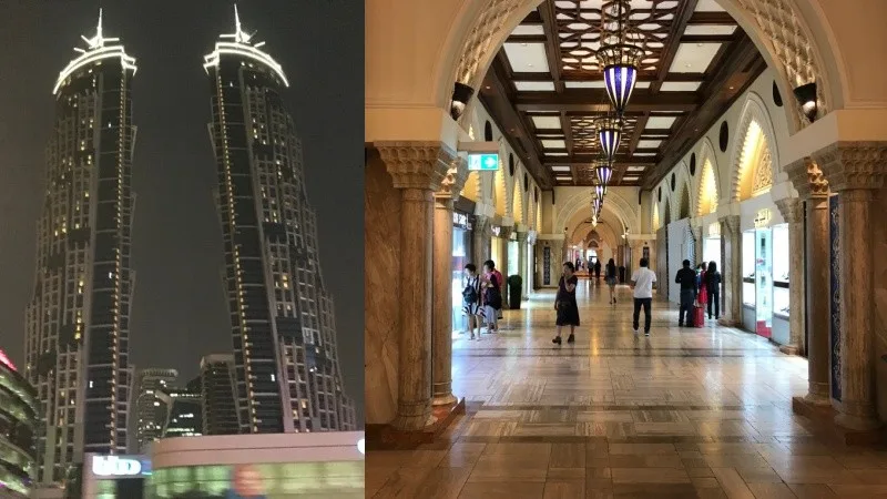 Dubai à noite com prédios iluminados durante roteiro curto