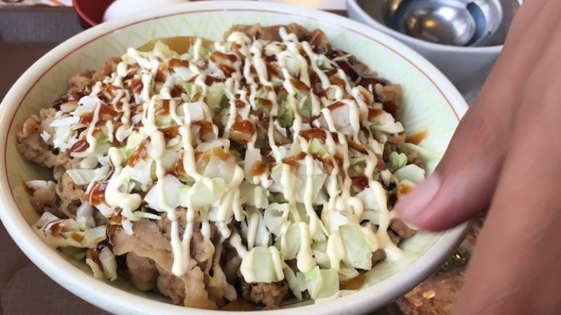 Gyudon de carne com arroz e cebola