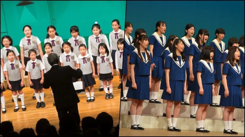 Música e clubes nas escolas japonesas Apresentação musical de estudantes em escola japonesa