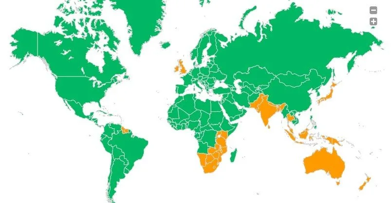 Distância entre Japão e outros países em km