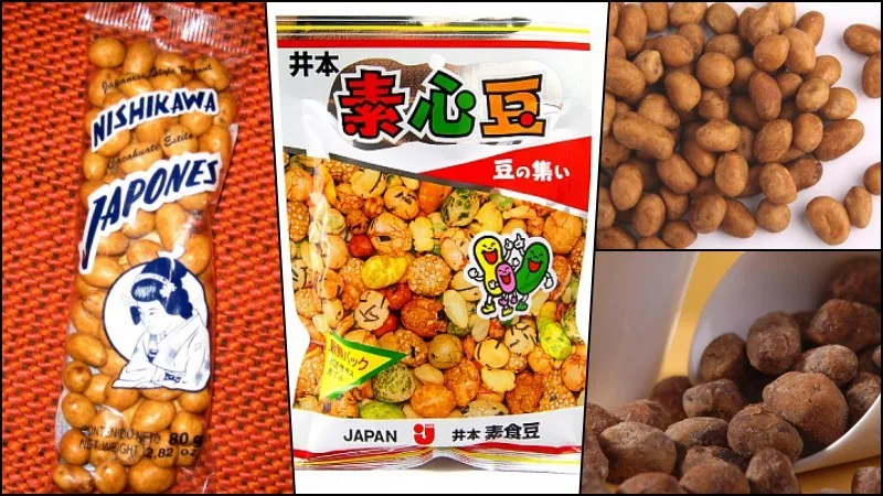 Pacote tradicional de amendoim japonês da marca Nishikawa