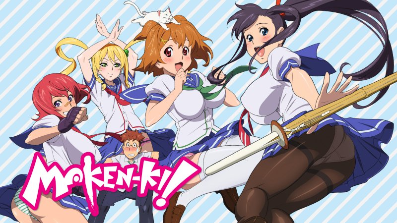Takeru e alunas em cena de Maken-ki!