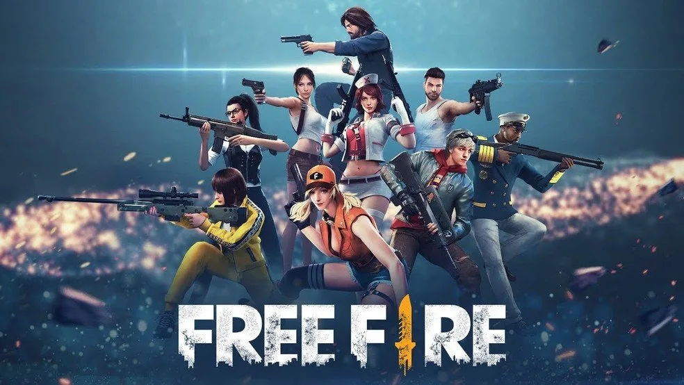 Riscos de usar sites de diamantes grátis no Free Fire Arte de Free Fire usada para explicar os riscos de sites que prometem diamantes grátis
