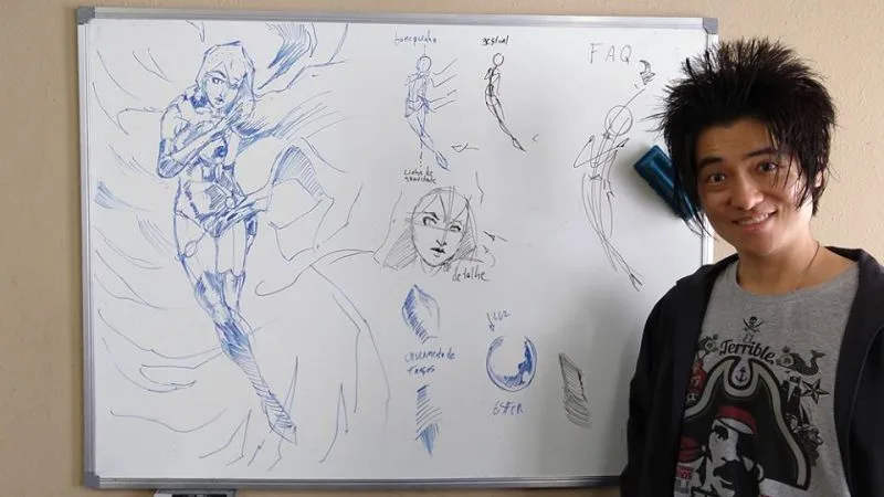 Curso de desenho e quadrinhos de Thiago Spyked Thiago Spyked em material de divulgação do curso de desenho e quadrinhos