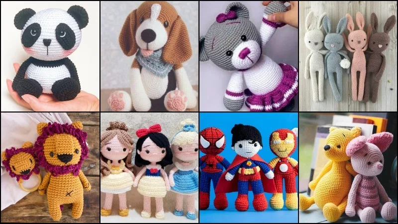 Bonecos de crochê com formato arredondado