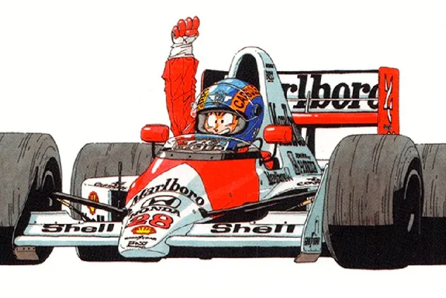 Referência da cultura pop japonesa ligando Ayrton Senna ao universo de mangá e anime