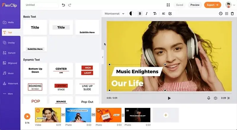 FlexClip: editor de vídeos online