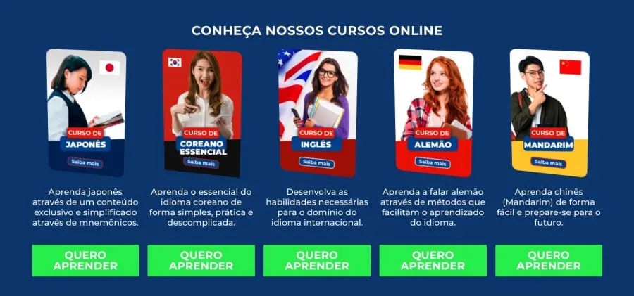 Cursos do Instituto Kyoto Página de cursos do Instituto Kyoto com destaque para idiomas asiáticos