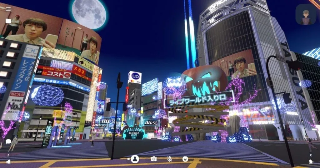 Conceito visual de metaverso com avatares 3D em ambiente imersivo