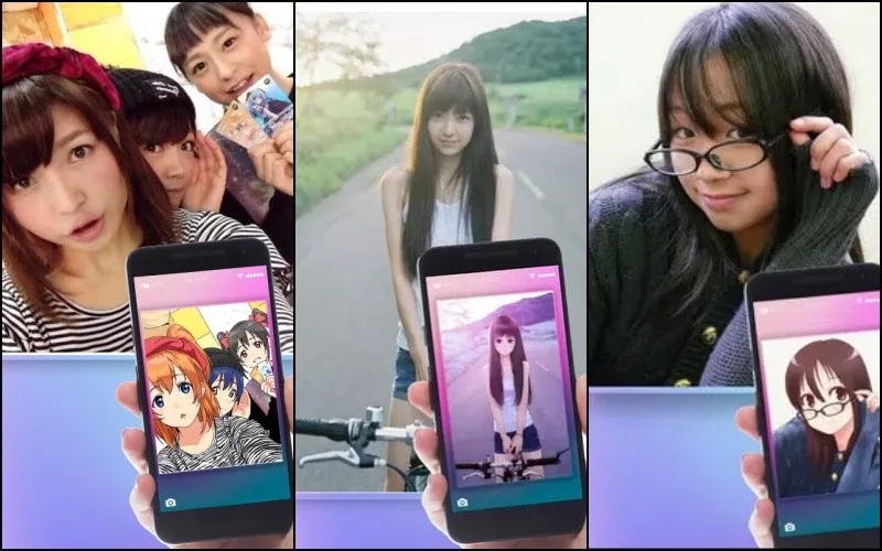 Anime Face Changer: Selfie mit großen Manga-Augen und stilisierten Haaren