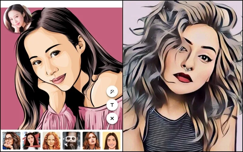 Catalogo di effetti di Photo Lab con anteprima cartoon
