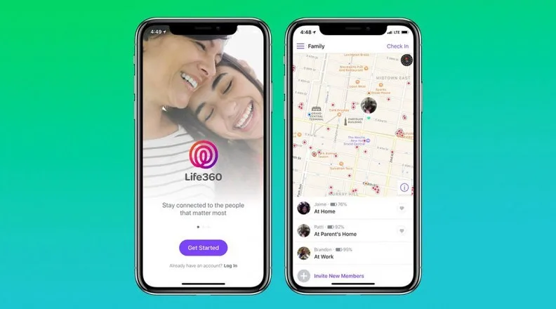 Life360 e localização familiar Mapa em celular representando localização familiar em tempo real