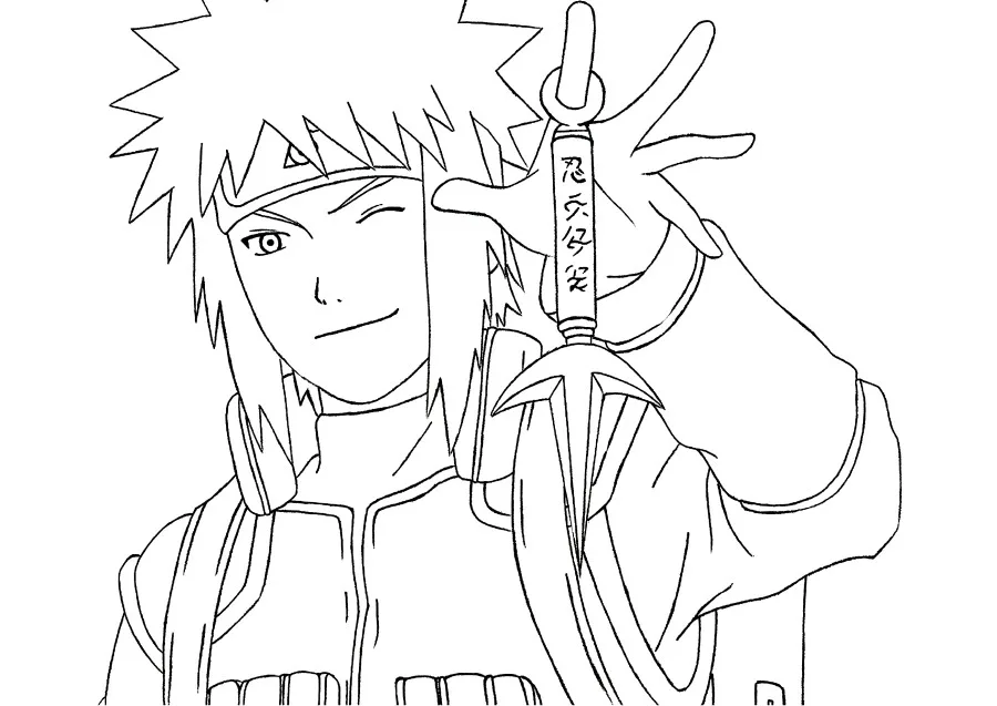 Minato Namikaze, le Quatrième Hokage, avec ses cheveux blonds et un kunai du Vol-Tonnerre