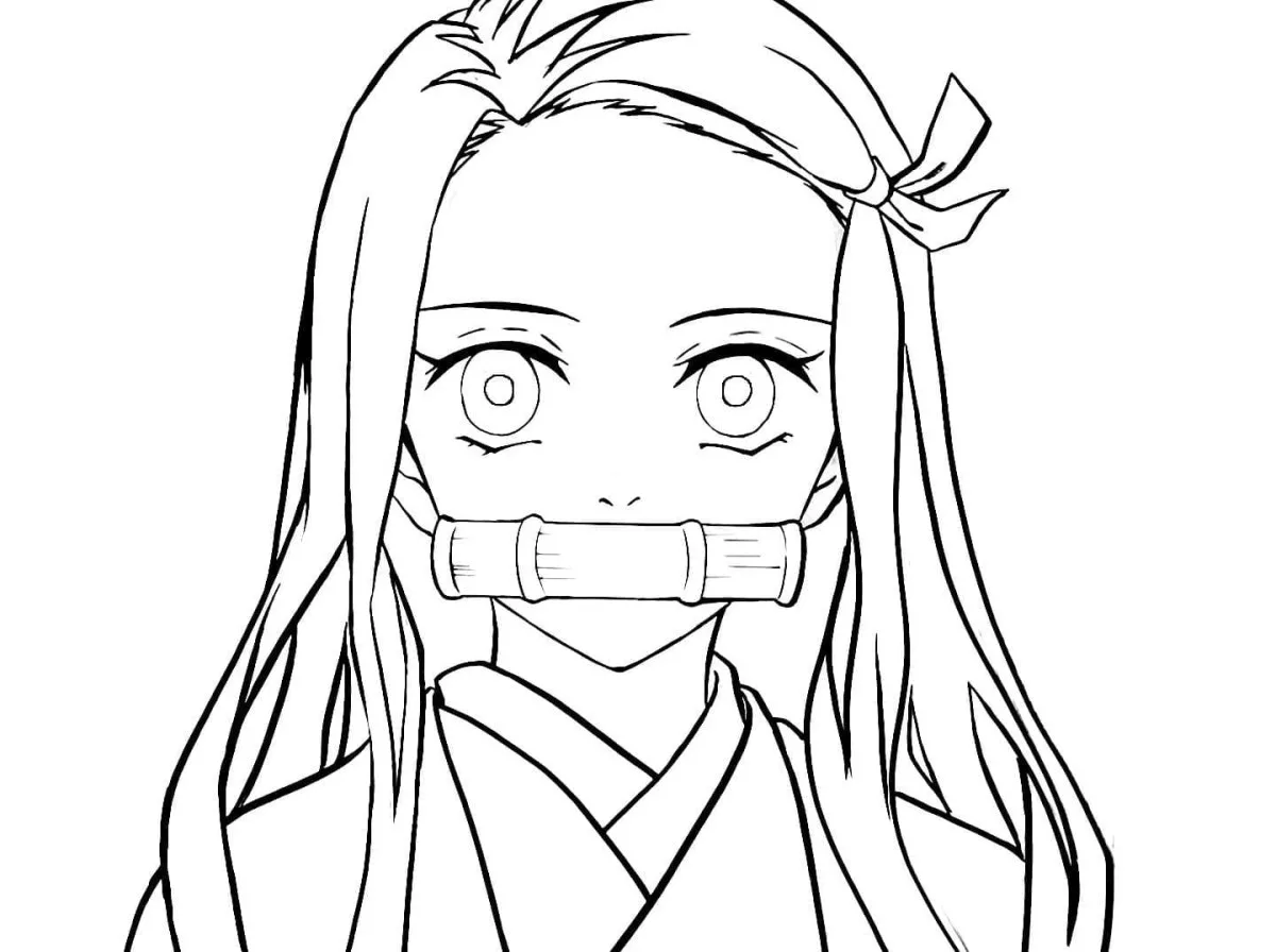 Page à colorier de Nezuko Kamado variante 3 en pleine action
