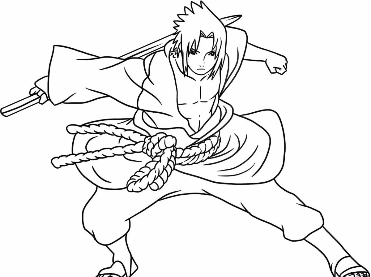 Sasuke Uchiha avec le Sharingan activé et un Chidori dans la main