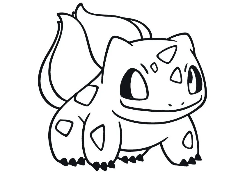 Pagina da colorare Bulbasaur variante 2 in una posa di riposo