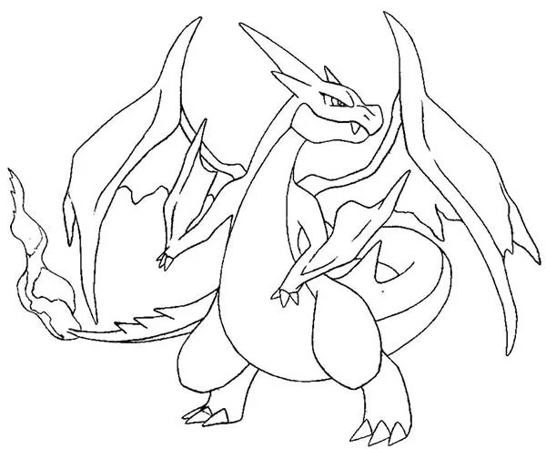 Pagina da colorare Charizard variante 2 in piena azione