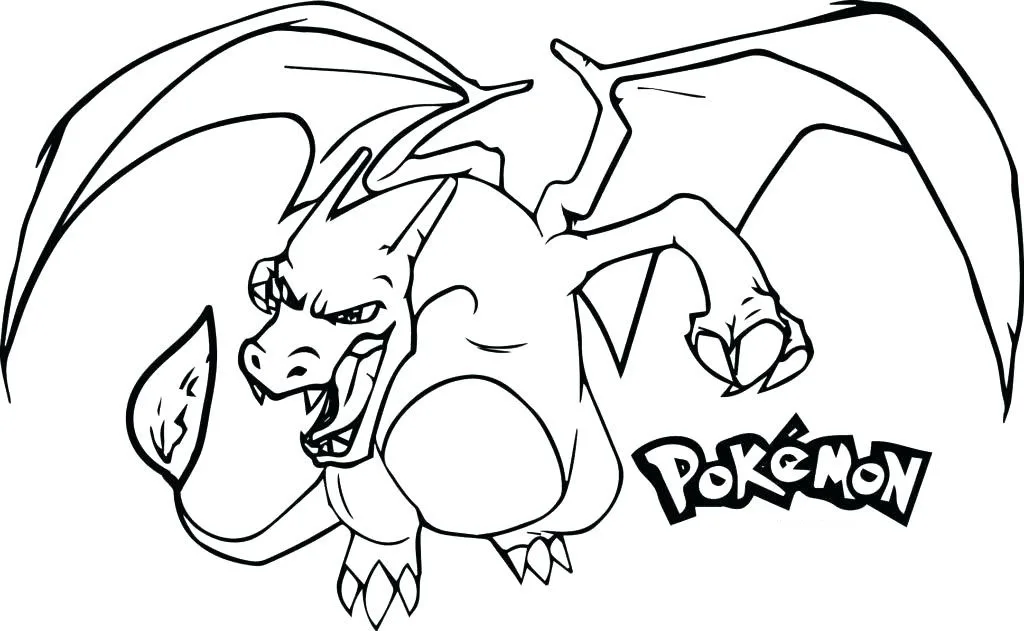 Pagina da colorare Charizard variante 1 come un drago che sputa fuoco