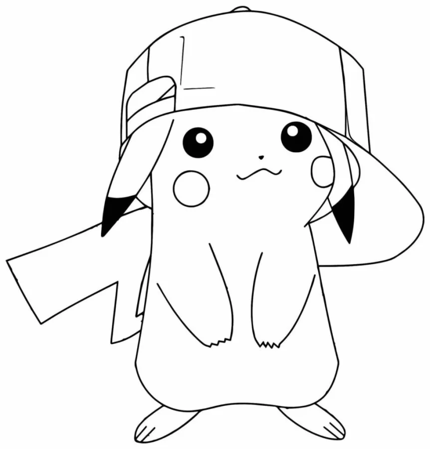 Pagina da colorare Pikachu variante 1 con contorni neri pronta da stampare