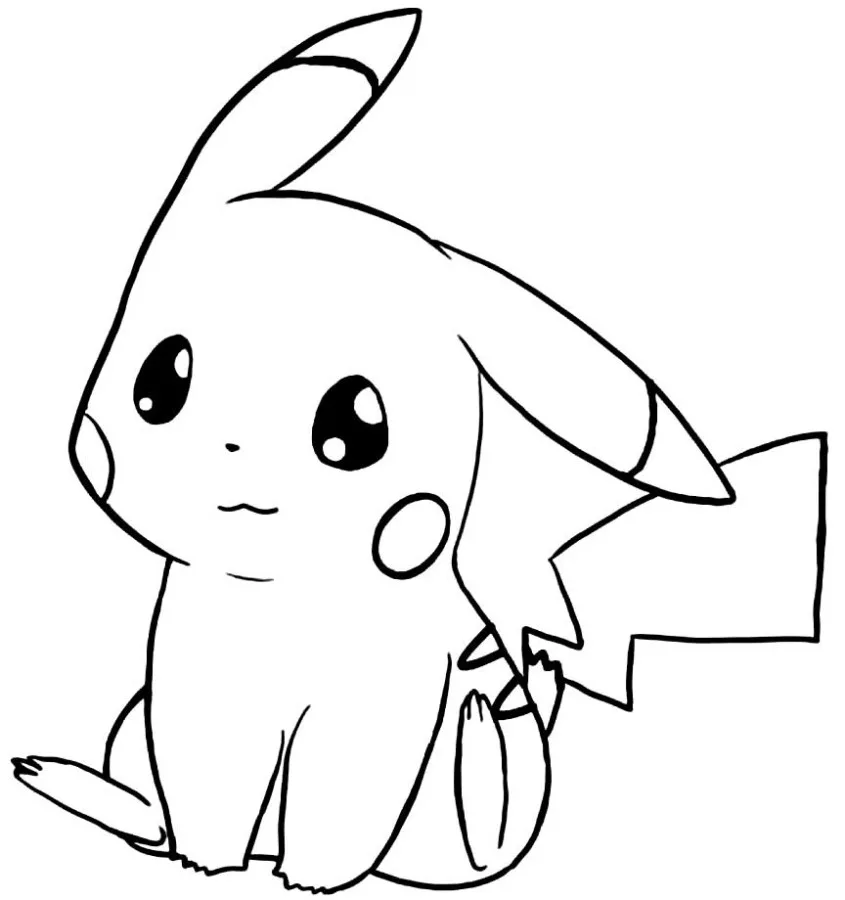 Pagina da colorare Pikachu variante 3 in una posa semplice