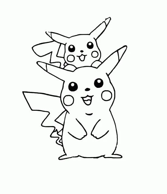Pagina da colorare Pikachu variante 4 in una posa dinamica